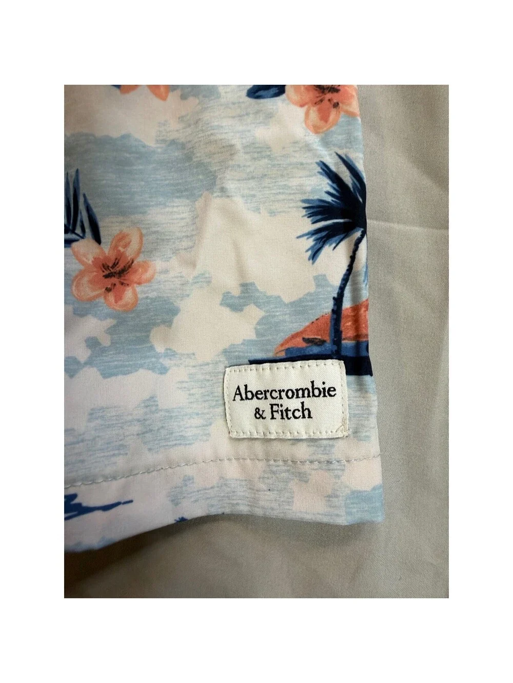 Abercrombie Kids Tropical Island Palm Tree Swim Trunks Blue Orange Size 17/18